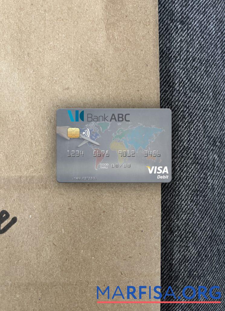 Realistic Jordan Arab Banking Corporation (ABC) visa debit card photolook front sample